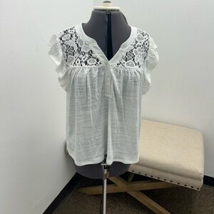 Scarlett White Crochet Accent Blouse